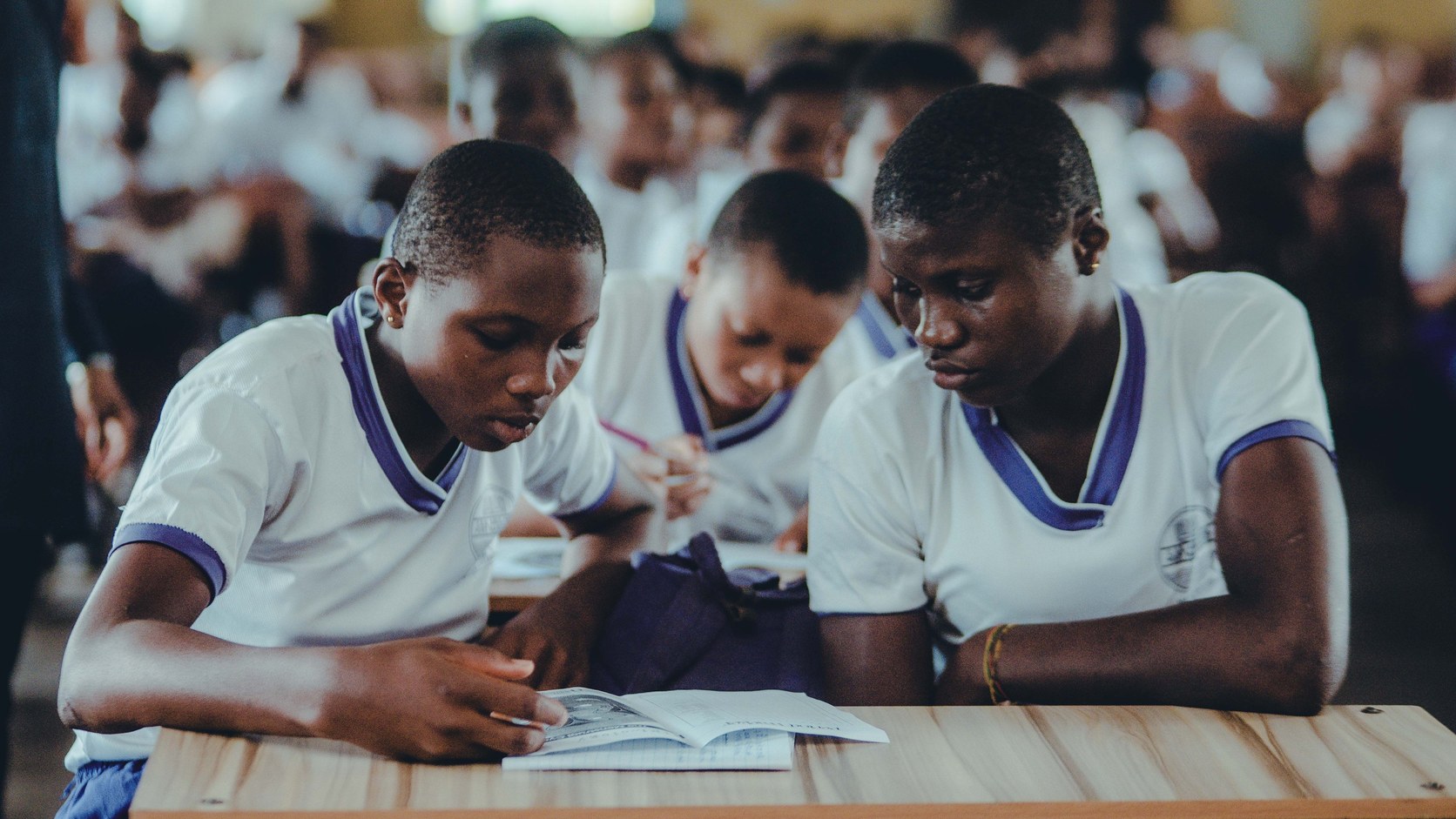 African students studying in a classroom